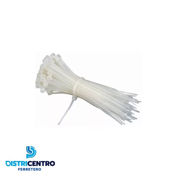 AMARRA PLASTICA 20 CM BLANCA X 100 PCS Districentro Ferretero